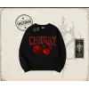 Kadın Have a Nice Weekend Cherry Oversize Unisex Bisiklet Yaka Sweatshirt Beyaz