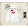 Kadın Hawaii Oversize Unisex Kapşonlu Sweatshirt Beyaz