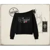 Kadın Im a Mastermind Kadın Kayık Yaka Sweatshirt Beyaz
