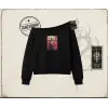Kadın Kate Moss icecream Kadın Kayık Yaka Sweatshirt Beyaz