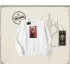 Kadın Kate Moss icecream Oversize Unisex Bisiklet Yaka Sweatshirt Beyaz