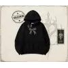 Kadın Leopar Kurdele Oversize Unisex Kapşonlu Sweatshirt Beyaz