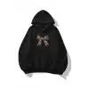 Kadın Leopar Kurdele Sweatshirt Siyah