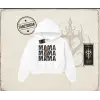 Kadın MamaMama Kadın Crop Kapşonlu Sweatshirt Beyaz