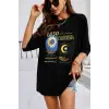 Kadın Mavi 1850 Oversize Bisiklet Yaka Tshirt
