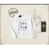 Kadın Ocean Like Oversize Unisex Bisiklet Yaka Sweatshirt Beyaz