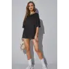 Kadın Oversize Dökümlü Tok Kumaş Tişört