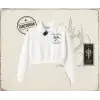 Kadın Palm Springs Kadın Crop Polo Yaka Yarım Fermuarlı Sweatshirt Beyaz