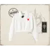 Kadın Red Spider Kadın Crop Polo Yaka Yarım Fermuarlı Sweatshirt Beyaz