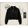 Kadın Red Spider Kadın Crop Polo Yaka Yarım Fermuarlı Sweatshirt Beyaz