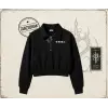 Kadın Sea Shells Kadın Crop Polo Yaka Yarım Fermuarlı Sweatshirt Beyaz