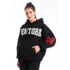 Kadın Siyah Baskı Detaylı Oversize Sweatshirt Cy84191