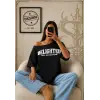 Kadın Siyah Beyaz Antrasit Delighted Baskılı Askılı Crop