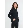 Kadın Siyah Kapüşonlu Kangru Cep Sweatshirt