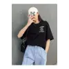 Kadın Siyah Nothing For Nothing Baskılı Oversize T-shirt