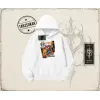 Kadın Spider Cat Oversize Unisex Kapşonlu Sweatshirt Beyaz