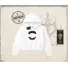 Kadın Teeth Kadın Crop Kapşonlu Sweatshirt Beyaz