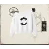 Kadın Teeth Kadın Kayık Yaka Sweatshirt Beyaz