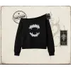 Kadın Teeth Kadın Kayık Yaka Sweatshirt Beyaz