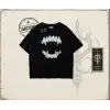 Kadın Teeth Oversize Unisex Tişört Beyaz
