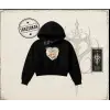 Kadın with Love and Devotion Kadın Crop Kapşonlu Sweatshirt Beyaz