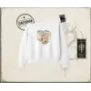 Kadın with Love and Devotion Kadın Kayık Yaka Sweatshirt Beyaz