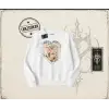 Kadın with Love and Devotion Oversize Unisex Bisiklet Yaka Sweatshirt Beyaz