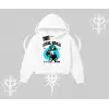 Kapşonlu Crop Sweatshirt Anime Cyberpunk Kız Baskılı