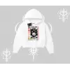 Kapşonlu Crop Sweatshirt Anime Devils Girl Japanese Style Baskılı