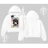 Kapşonlu Crop Sweatshirt Anime Devils Girl Japanese Style Baskılı