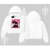 Kapşonlu Crop Sweatshirt Anime Girlfriend Kırmızı