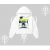 Kapşonlu Crop Sweatshirt Anime Unity Neon Detaylı Grafik Baskılı