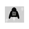 Kapşonlu Crop Sweatshirt Fossilized Skull Underground Archive
