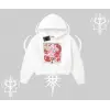 Kapşonlu Crop Sweatshirt Madness Unleashed Anime Girl Baskılı