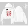 Kapşonlu Crop Sweatshirt Madness Unleashed Anime Girl Baskılı
