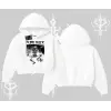 Kapşonlu Crop Sweatshirt Punk Rock Chaos Skeleton Riot