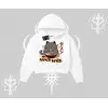 Kapşonlu Crop Sweatshirt Ramen Lover Kedi Anime Baskılı
