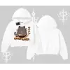 Kapşonlu Crop Sweatshirt Ramen Lover Kedi Anime Baskılı