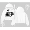 Kapşonlu Crop Sweatshirt Skull Impact Bone Chilling Street Icon