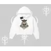 Kapşonlu Crop Sweatshirt Sword Knight Skull Impossible Street Creed