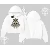 Kapşonlu Crop Sweatshirt Sword Knight Skull Impossible Street Creed