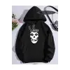 Kapşonlu Sweatshirt Siyah Misfits Punk Özel Tasarım