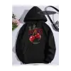 Kapşonlu Sweatshirt Siyah Red Cherries Özel Tasarım