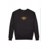 Kapşonsuz Arı Baskılı Pamuklu Siyah Sweatshirt