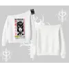 Kayık Yaka Sweatshirt Anime Devils Girl Japanese Style Baskılı