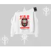 Kayık Yaka Sweatshirt Daruma Kedi Anime Baskılı