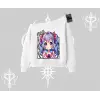 Kayık Yaka Sweatshirt Hello Anime Kız Sevimli Karakter Baskılı