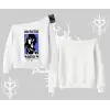 Kayık Yaka Sweatshirt Oversize Anime Kız Baskılı