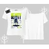 Kayık Yaka Tshirt Anime Unity Neon Detaylı Grafik Baskılı