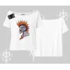 Kayık Yaka Tshirt Burning Skull Rebel Street Anthem